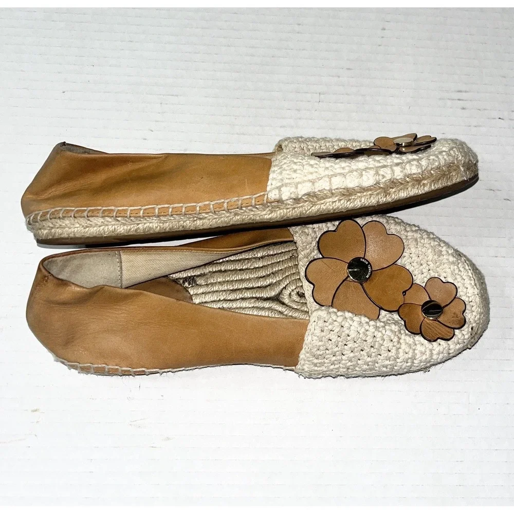 Michael‎ Kors Leather Espadrilles with Flower Details